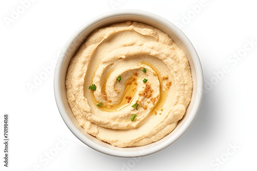 Fresh hummus in a bowl white background