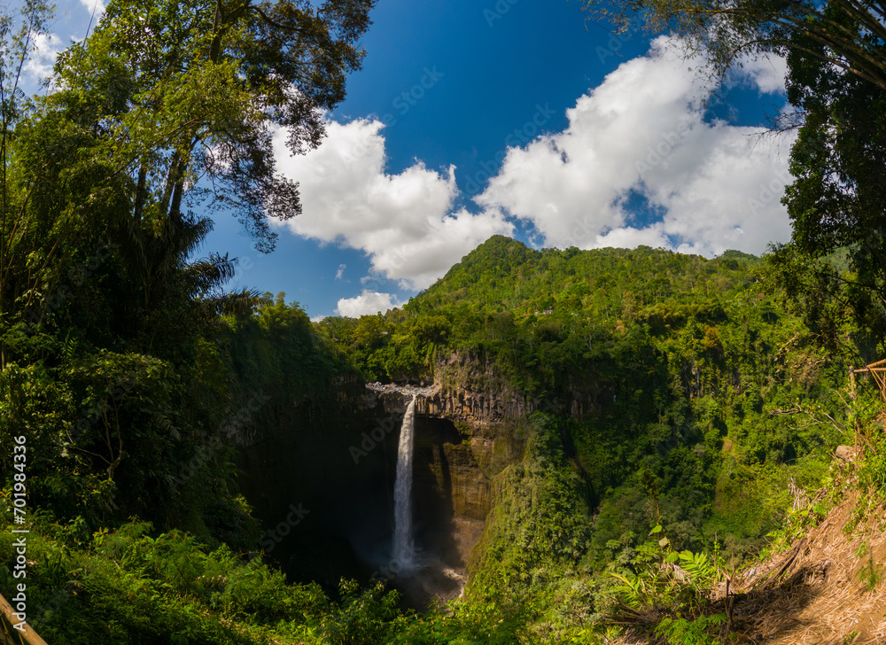 View of Coban Sriti Waterfall which is located in Pronojiwo, East Java, Indonesia