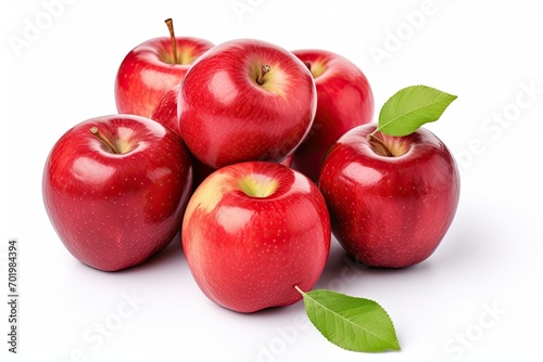 Fresh ripe red apples isolated on white background with clipping path