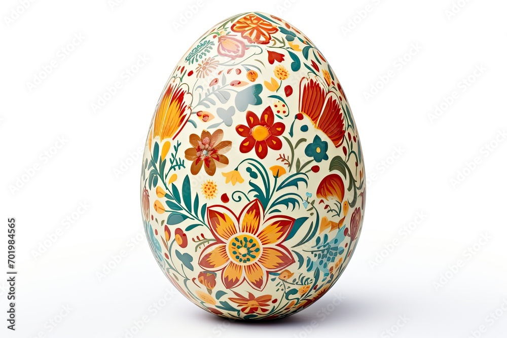 Isolated Easter egg with flower pattern on white background clipping path Isolated Easter egg with flower pattern on white background clipping path