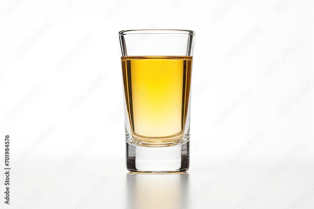 Isolated gold tequila shot on white background Isolated gold tequila shot on white background