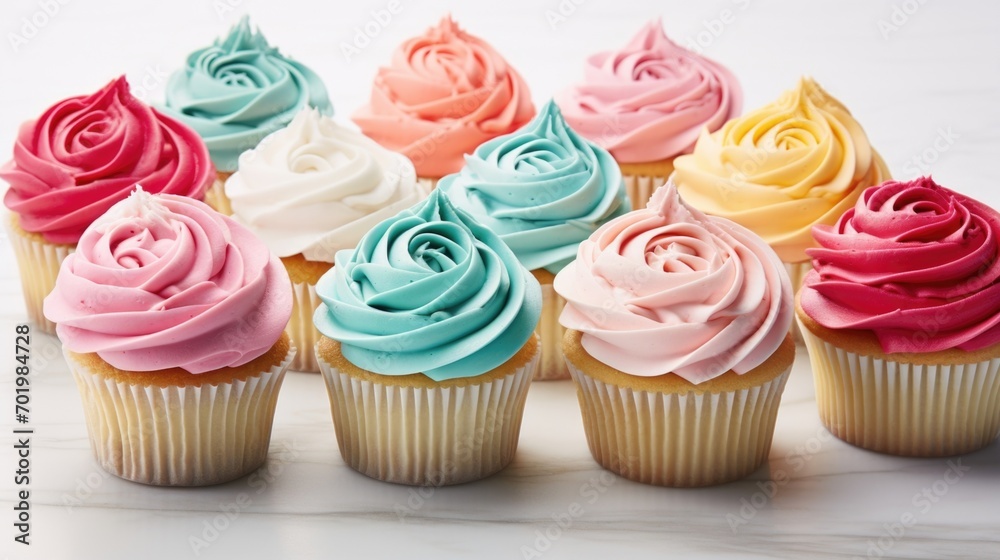 Lose yourself in the mesmerizing swirls of frosting on these cupcakes, each one unique and beautifully crafted.