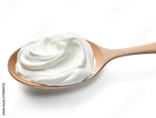 Isolated sour cream on white background with path