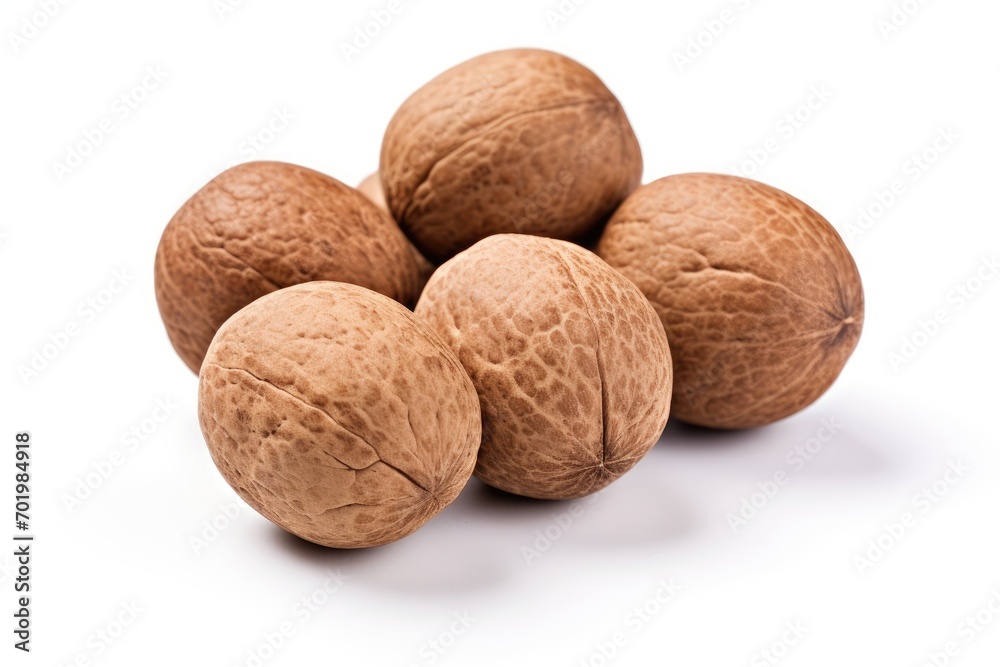 Isolated white background with milled nutmeg Isolated white background with milled nutmeg