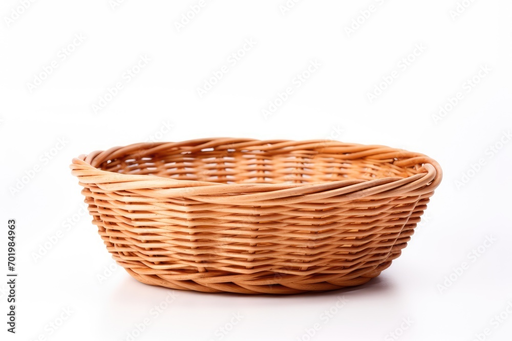 Isolated white wicker basket Easter Isolated white wicker basket Easter