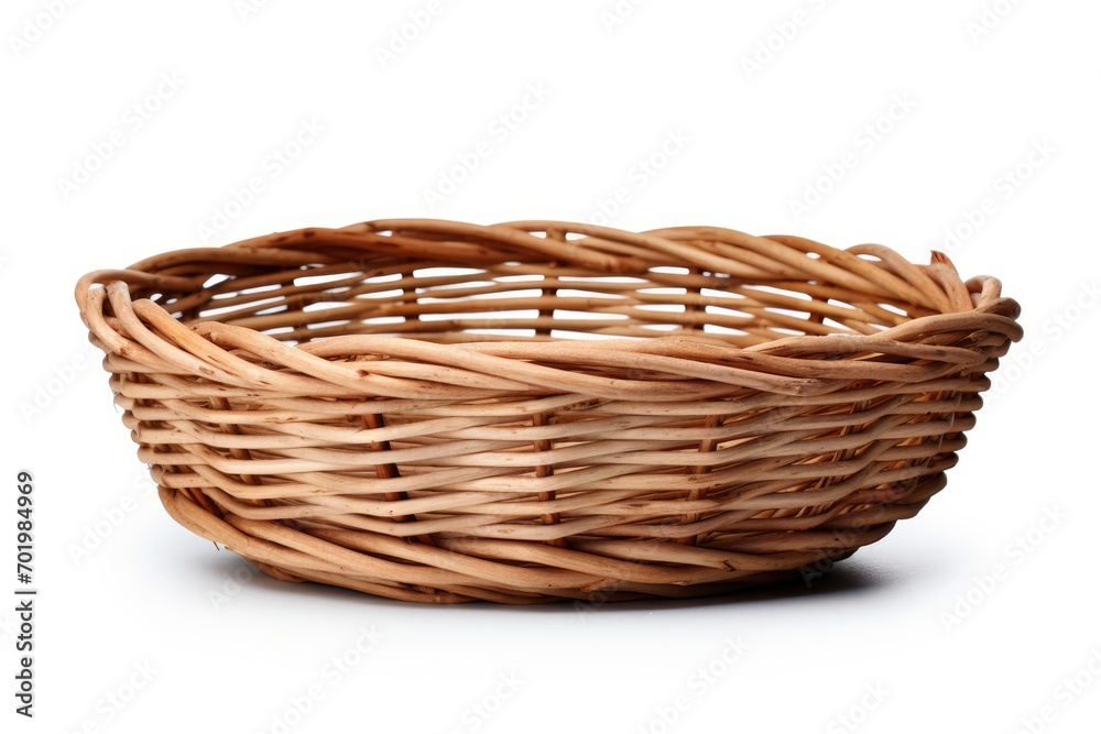 Isolated wicker basket with clipping path