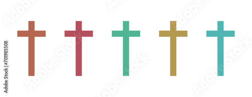 Collection of small Christian crosses in various colors – Christian symbol design