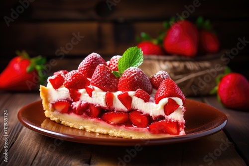 Sweet pastry dessert on rustic wooden table photo