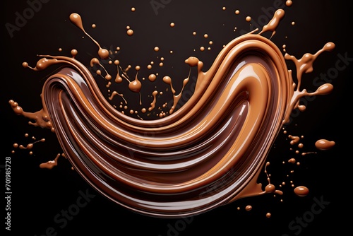 Swirling shape of dripping melted chocolate