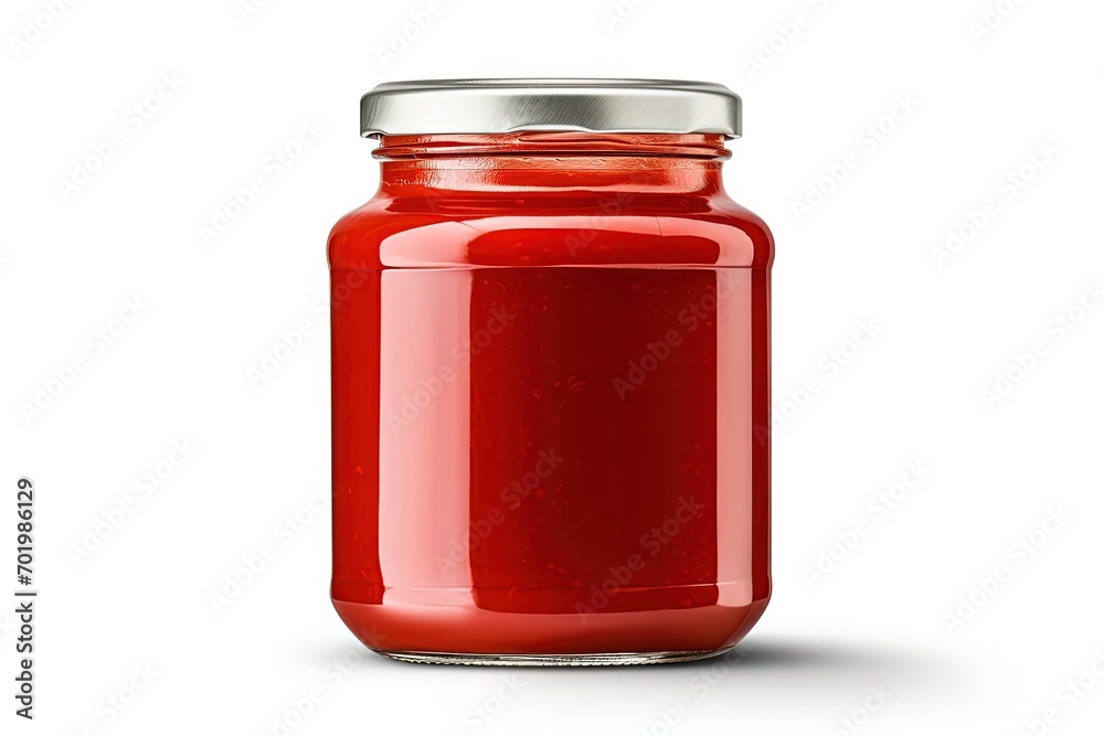 Tomato paste jar alone on white background
