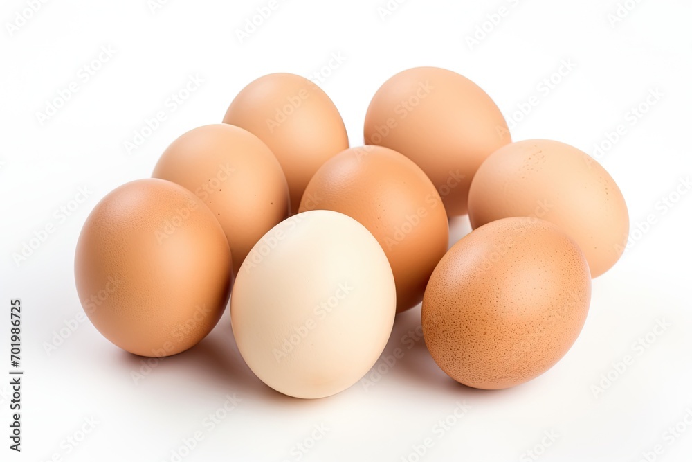 White background with fresh chicken eggs White background with fresh chicken eggs