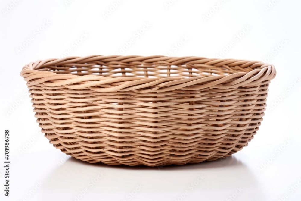 White background with isolated wicker basket