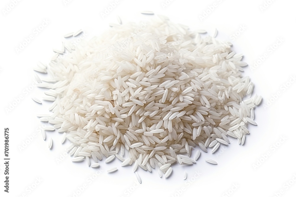 White rice pile isolated on white background White rice pile isolated on white background