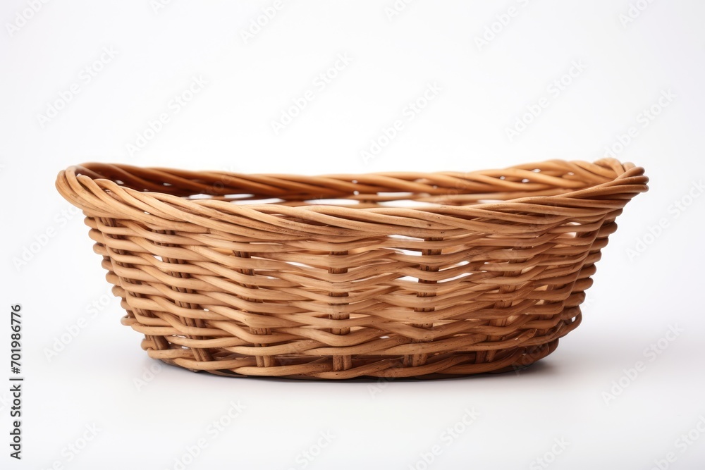 Wicker basket on blank surface