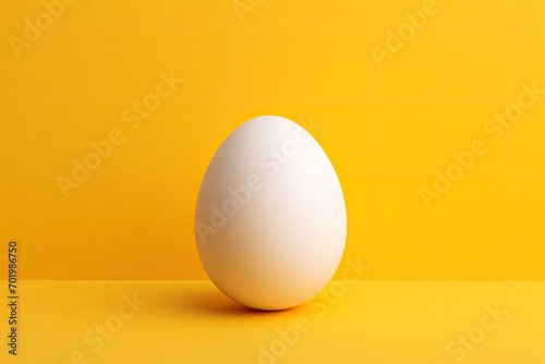 White egg and yolk on yellow background