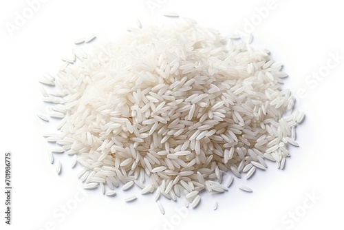 White rice pile isolated on white background