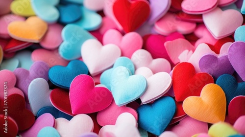A macro shot of confetti hearts, capturing the delicate and charming nature of each individual piece.