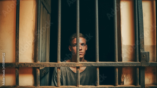 Young European Male in a Foreign Prison