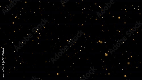 Falling gold spheres, glitter, looped, on transparent background