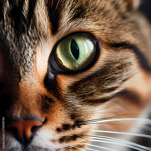 A close-up of a cat's curious eyes.
