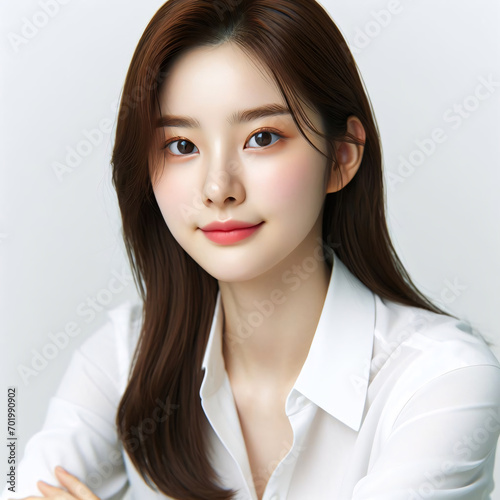 Beautiful Asian woman wear a white shirt