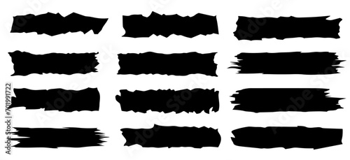 Vektorillustration von schwarzen ausgefranzten Streifen für Text, Designvorlage. photo