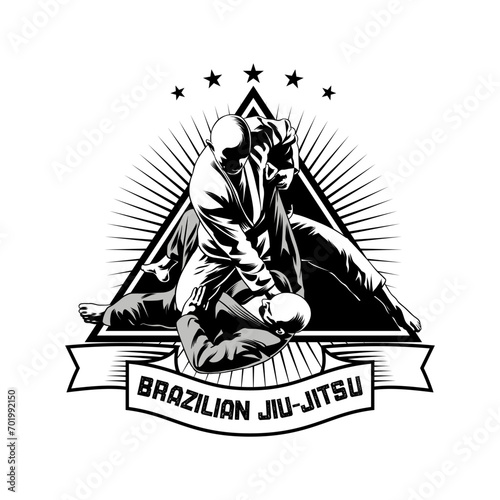 Vector illustration of Jiu Jitsu template for t-shirt and logo photo