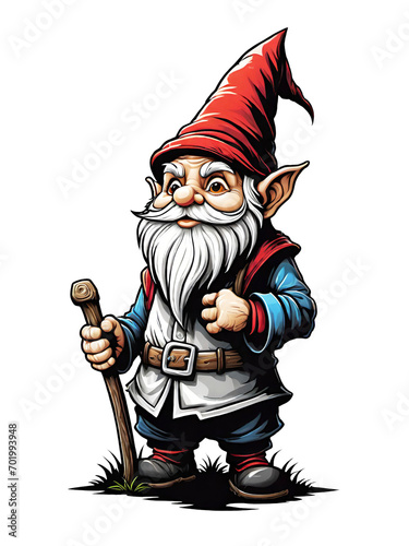 Gnome cartoon character design illustration on transparent background