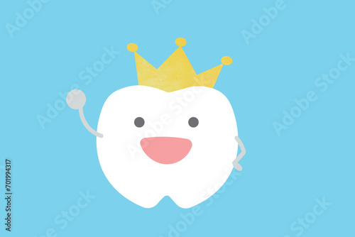 王冠を被った歯のキャラクター1