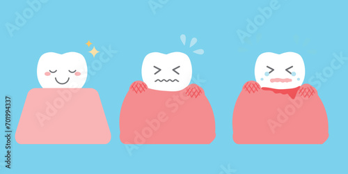 歯茎が腫れる症状の歯のキャラクターセット photo