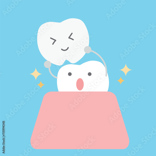 乳歯から永久歯へ歯が生えかわるキャラクター