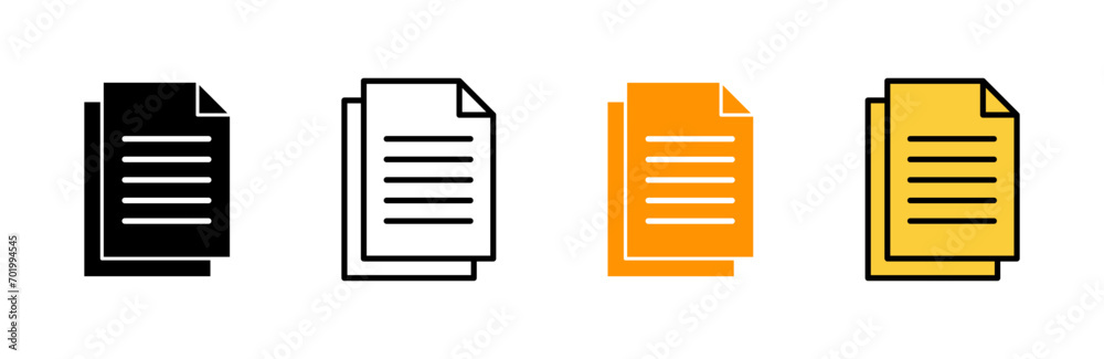 Document icon set vector. Paper sign and symbol. File Icon Document icon set vector. Paper sign and symbol. File Icon