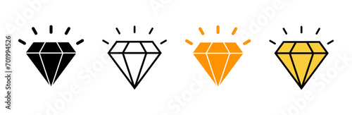 Diamond icon set vector. diamond gems sign and symbol