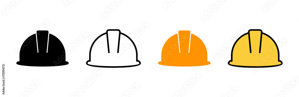 Helmet icon set vector. Motorcycle helmet sign and symbol. Construction helmet icon. Safety helmet - obrazy, fototapety, plakaty 