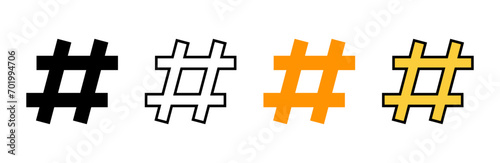 Hashtag icon set vector. hashtag sign and symbol