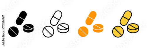 Pills icon set vector. capsule icon. Drug sign and symbol photo