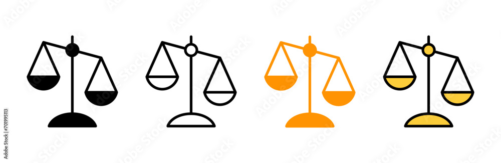 Scales icon set vector. Law scale icon. Justice sign and symbol Scales icon set vector. Law scale icon. Justice sign and symbol