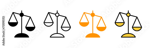 Scales icon set vector. Law scale icon. Justice sign and symbol