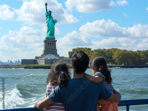 Wallpaper Mural A Photo Of A South Asian Family Taking A Boat Tour Around The Statue Of Liberty New York City USA Torontodigital.ca