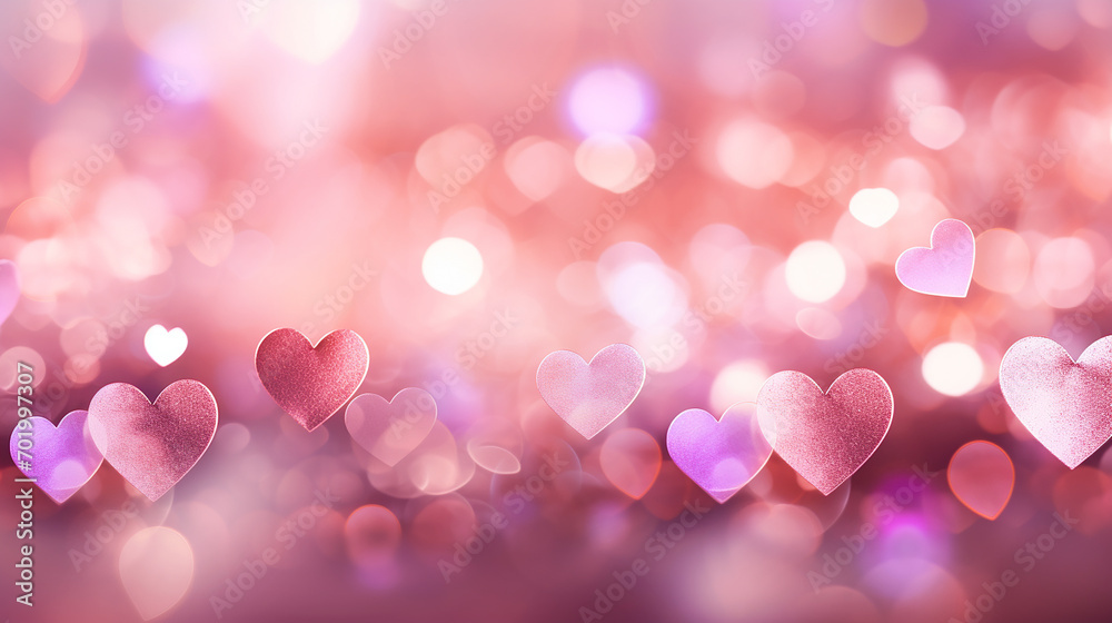 pink heart glittering bokeh background photo abstract holiday background