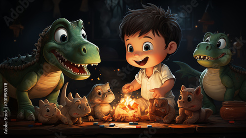 Baby Playing with Dragons 