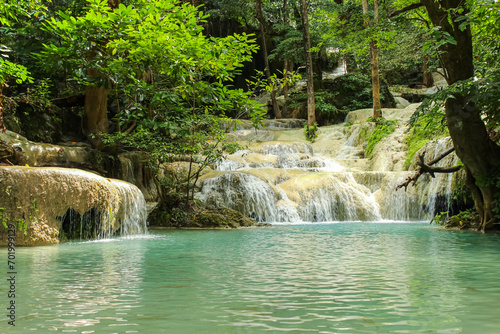 Erawan National Park  Thailand. Erawan Waterfall is popular tourist destination