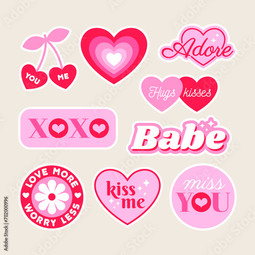 Set of cute stickers and badges design for valentine’s day.