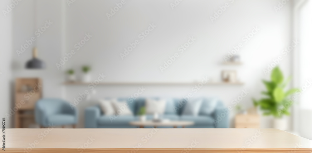 wooden table mockup in living room with blur background wooden table mockup in living room with blur background