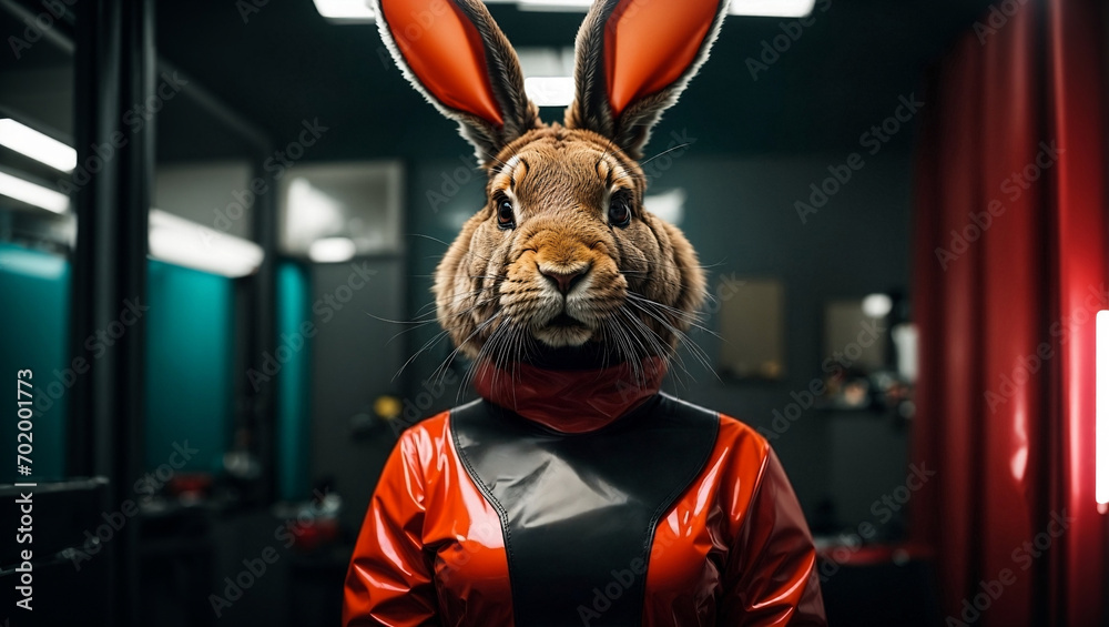 rabbit in a latex suit