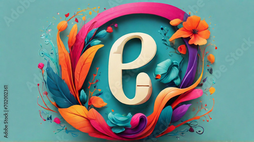 A playful and whimsical  e  letter logo with a hand-drawn feel  featuring vibrant colors and a mix of serif and sans-serif fonts   English alphabet   English Letters