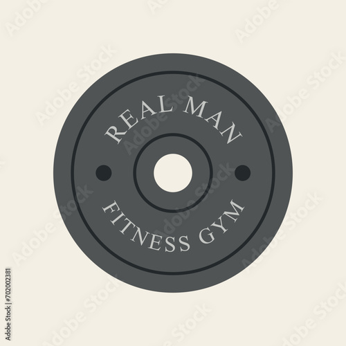 fitness gym barbell line art logo design vector.