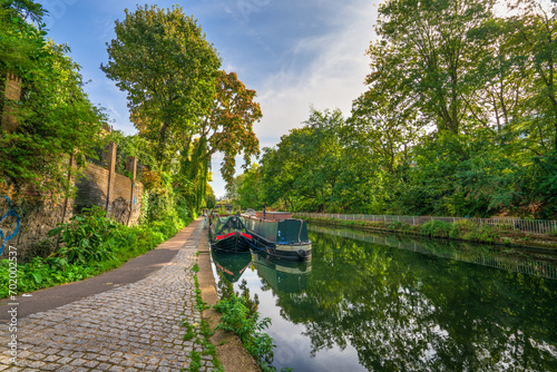 Regent’s canal view in Islington area of London