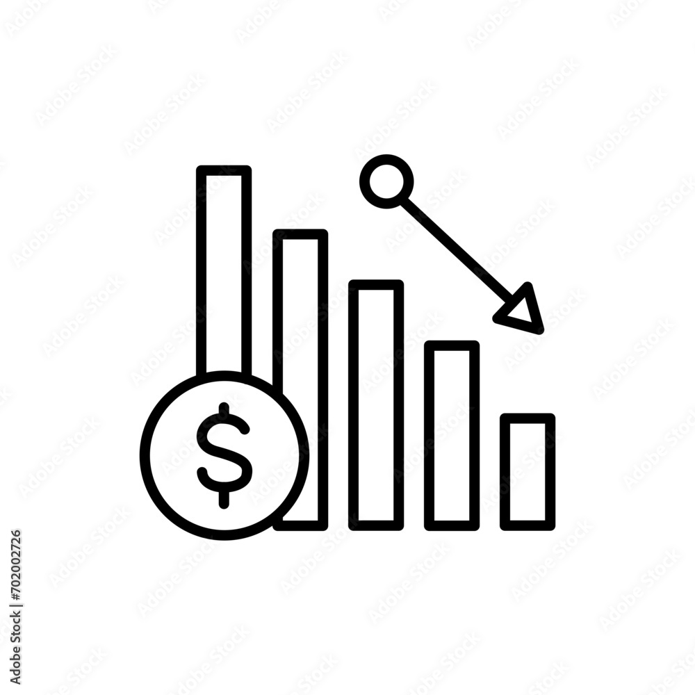 Decrease chart outline icons, minimalist vector illustration ,simple transparent graphic element .Isolated on white background Decrease chart outline icons, minimalist vector illustration ,simple transparent graphic element .Isolated on white background