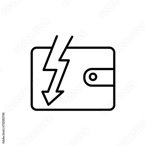 Broken wallet outline icons, minimalist vector illustration ,simple transparent graphic element .Isolated on white background